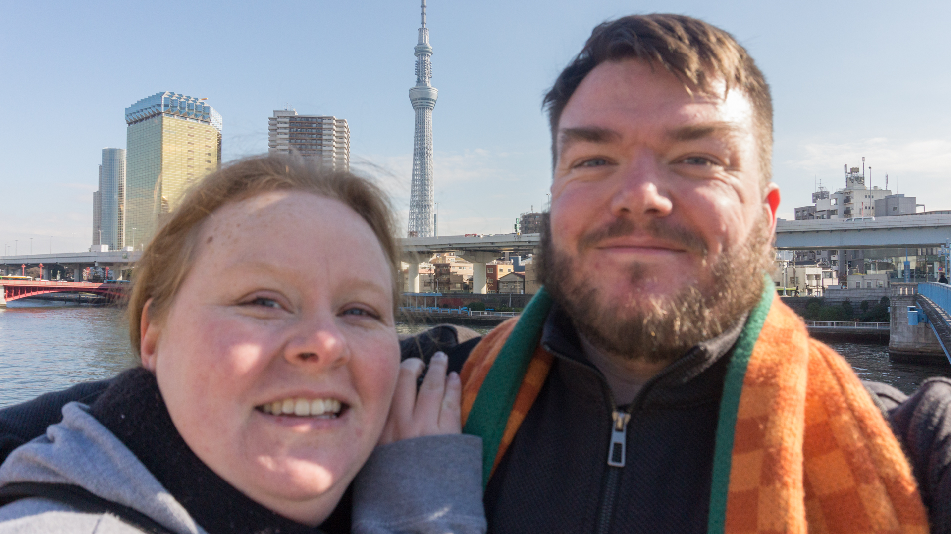 Our first (and so far only) trip together was to Japan, a place we've both wanted to go since we were much younger. Behind us is the Tokyo Skytree, you should ask us about the rad photos we took around it!